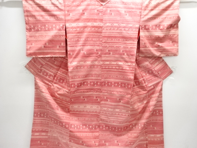 アンティーク　絣柄織り出し手織り紬着物